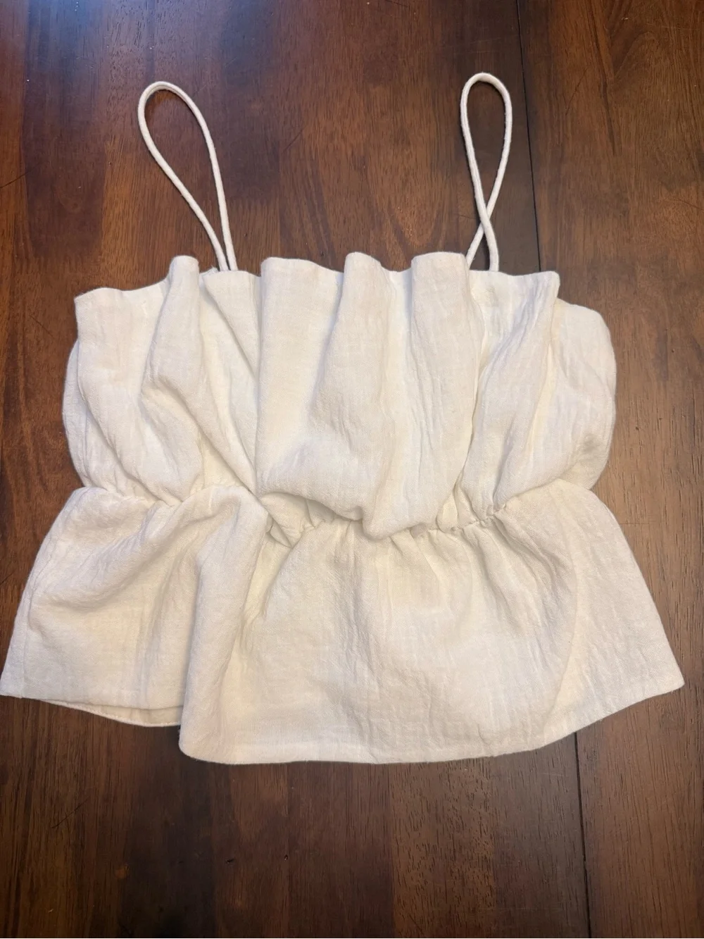 Zara Cream Ruffled Spaghetti Strap Camisole